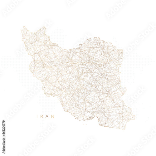Low poly map of Iran. Gold polygonal wireframe. Glittering vector with gold particles on white background. Vector illustration eps 10.