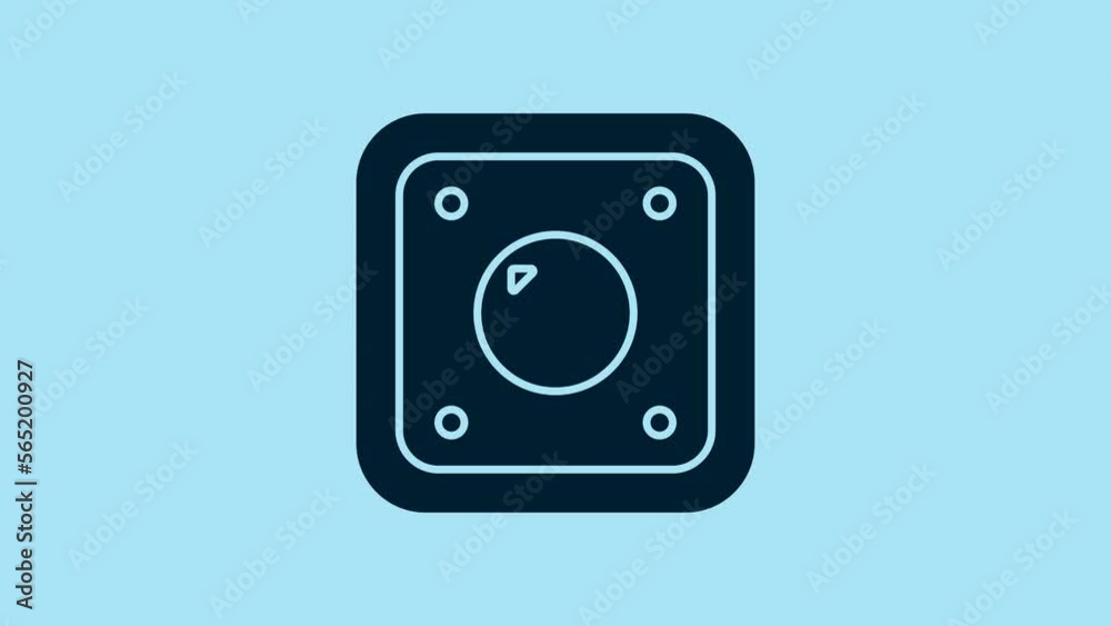 Blue Electric light switch icon isolated on blue background. On and Off icon. Dimmer light switch sign. Concept of energy saving. 4K Video motion graphic animation Blue Electric light switch icon isolated on blue background. On and Off icon. Dimmer light switch sign. Concept of energy saving. 4K Video motion graphic animation