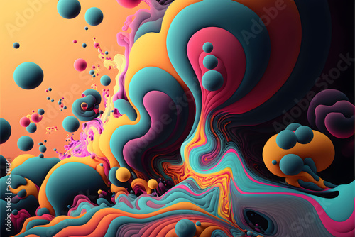 Abstract psychedelic background made with Generative AI technology  