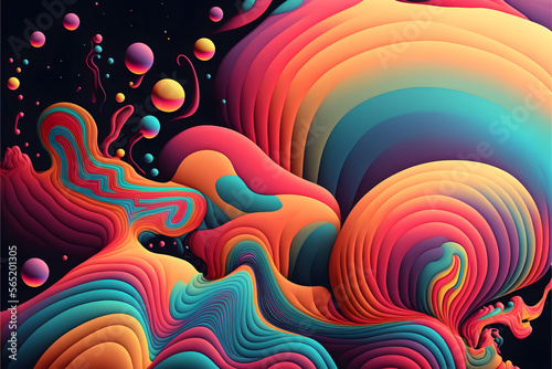 Abstract psychedelic background made with Generative AI technology  
