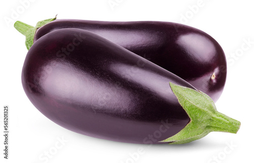 Eggplant isolated. Two ripe eggplants on a white background. Fresh vegetables.