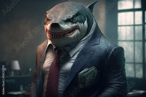 Portrait of a Loan Shark dressed in a formal business suit, generative ai photo