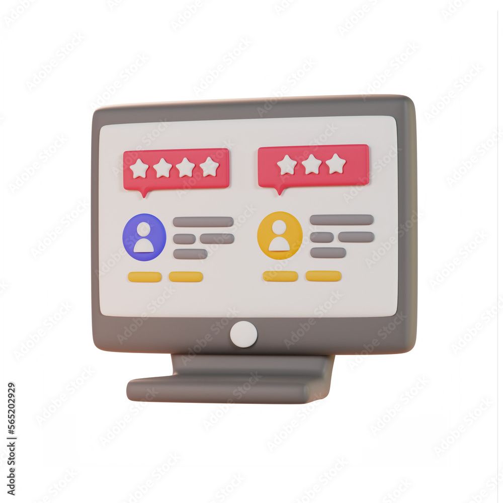 3d user rating feedback icon illustration