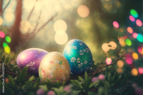 ultr arealistic photo of a easter eggs in a fairy tale forest