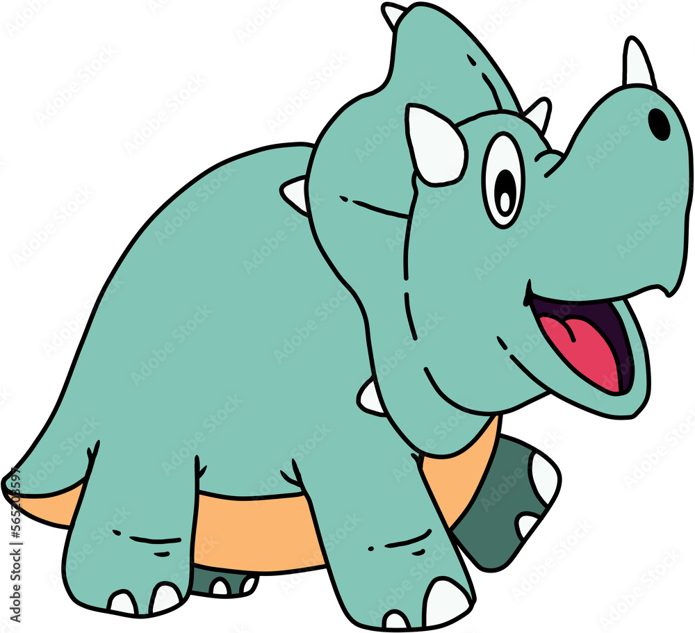 Fototapeta premium cute dinosaur triceratops cartoon illustration