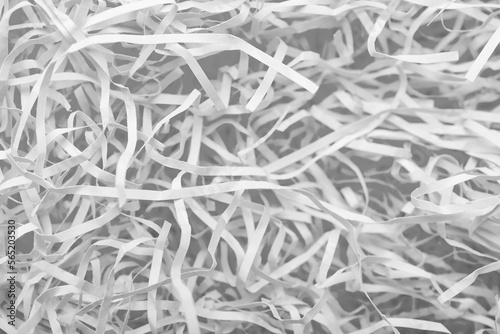 Closeup view of white shredded paper as background