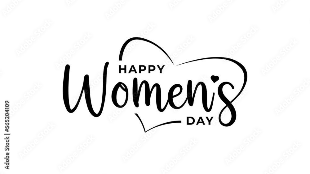 Happy women's day animation text in black color on transparent ...