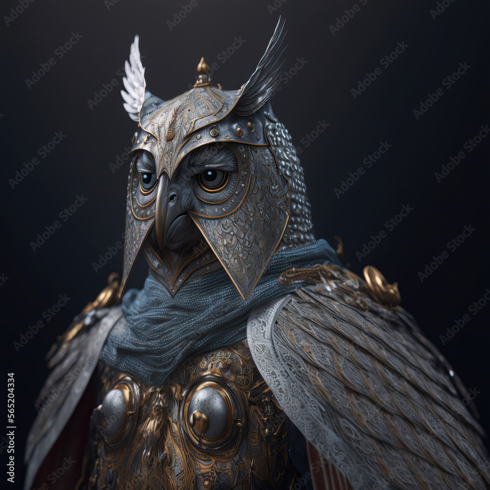 Obraz premium medieval owl man made by artificial intelligence