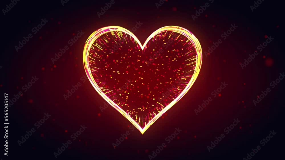 Red Yellow Red Shiny Heart Shape 3d Lines Effect With Twinkle Tiny Hearts Particles Motion Reveal On Dark Red Glitter Dust, 5-15 Sec Seamless Loop Red Yellow Red Shiny Heart Shape 3d Lines Effect With Twinkle Tiny Hearts Particles Motion Reveal On Dark Red Glitter Dust, 5-15 Sec Seamless Loop