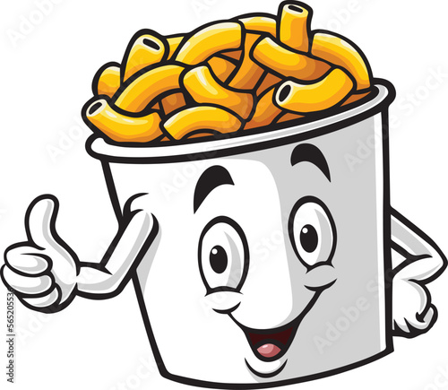 Cup of macaroni mascot character giving thumb up #565205536