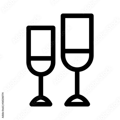 champagne glasses icon or logo isolated sign symbol vector illustration - high quality black style vector icons