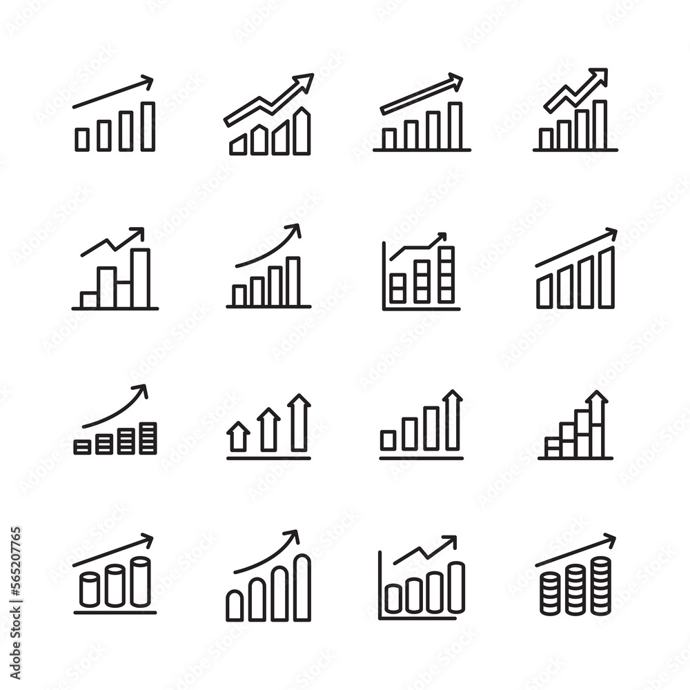 Vector line icons collection of growth.