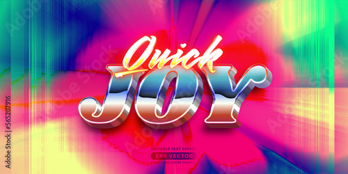 Quick joy editable text style effect in retro look design with experimental background ideal for poster, flyer, logo, social media post and banner template promotion