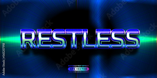 Restless editable text style effect in retro look design with experimental background ideal for poster, flyer, logo, social media post and banner template promotion