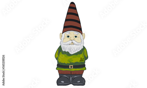 Cute grandpa fantasy gnome cartoon vector