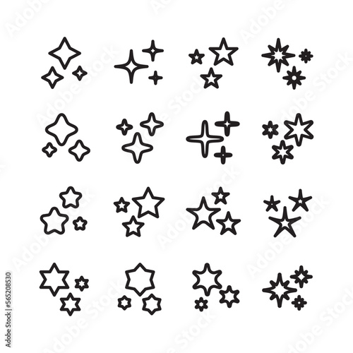 sparkle icon set with line art style