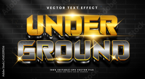 Under ground 3d editable vector text effect with golden luxury concept.