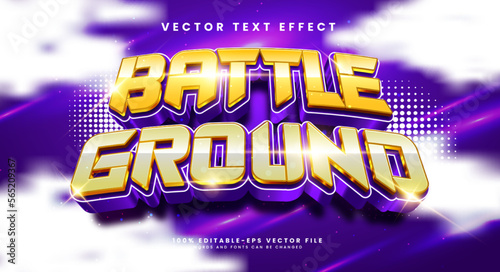 Battle ground 3d editable vector text effect with purple luxury concept.