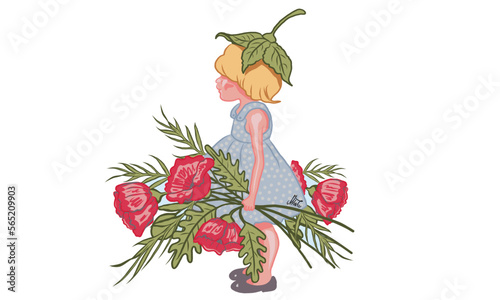 Less we forget girl with poppy vector