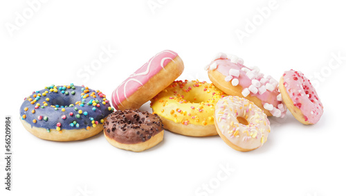Delicious glazed donuts isolated on white background © Pixel-Shot