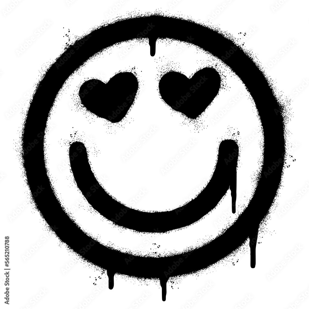 Spray Painted Graffiti hearts eyes emoticon Sprayed isolated with a
