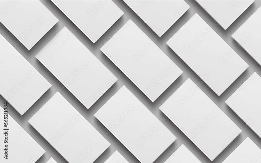 3D rendered horizontal Business visiting card stack mock-up with front ...