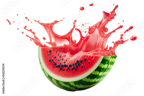 slice of watermelon with juice splash