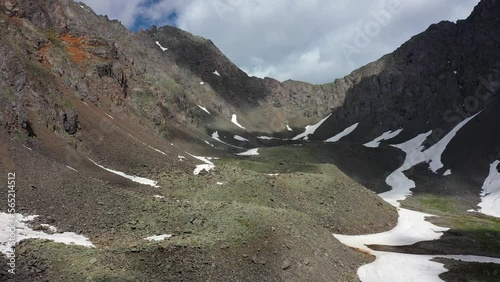 Mountain gorge with glacial moraines. Kuray mountain range in Altai photo