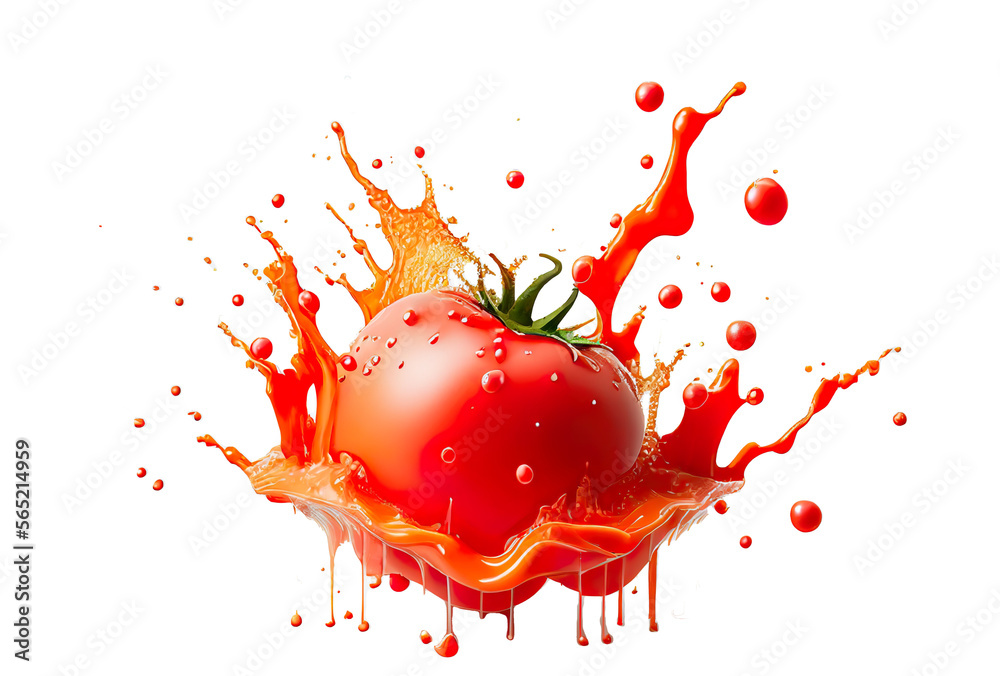 tomato in red sauce splash - obrazy, fototapety, plakaty 