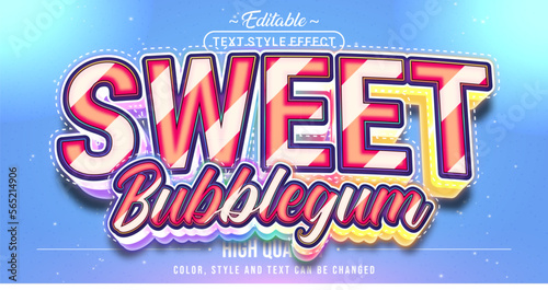 Editable text style effect - Sweet Bubblegum text style theme.