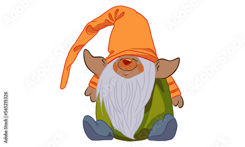 Happy fat cute gnome vector