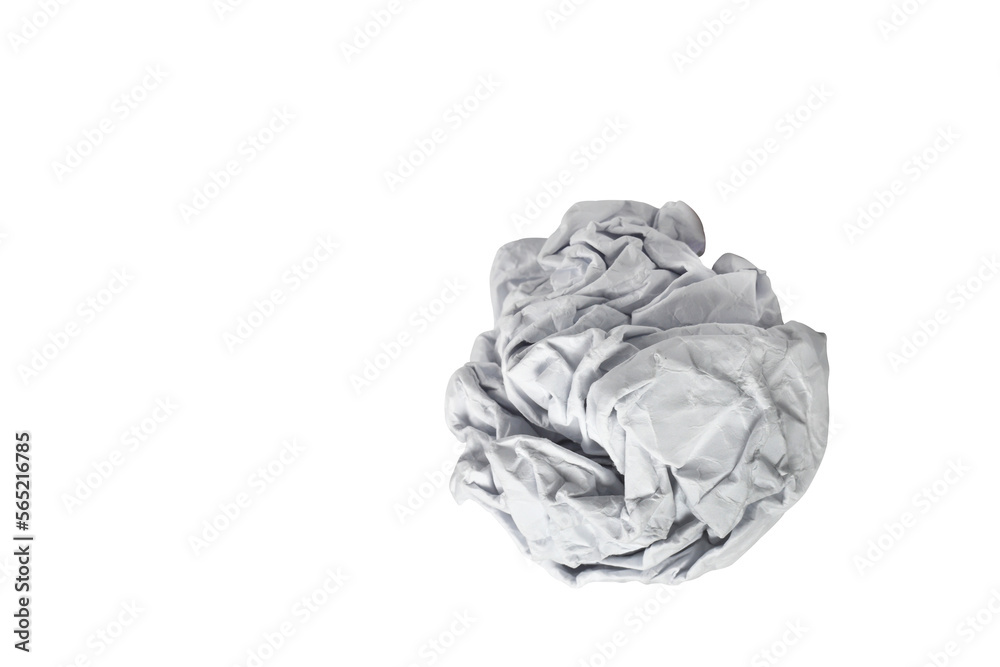 A piece of crumpled white paper isolated on transparent background png file