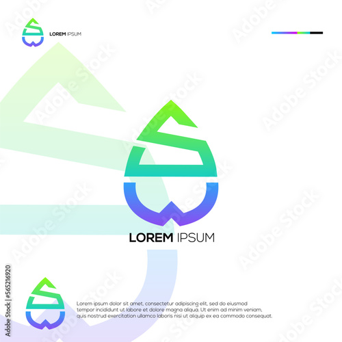 colorful wellspring with initials WS logo design idea