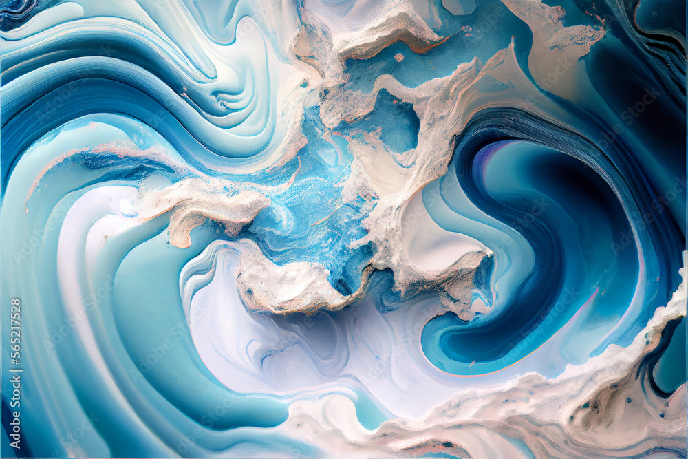 Beautiful alcohol ink painting with light blue pastel color. Pastel tones with golden cracks background isolated on white. Generative ai illustration Beautiful alcohol ink painting with light blue pastel color. Pastel tones with golden cracks background isolated on white. Generative ai illustration