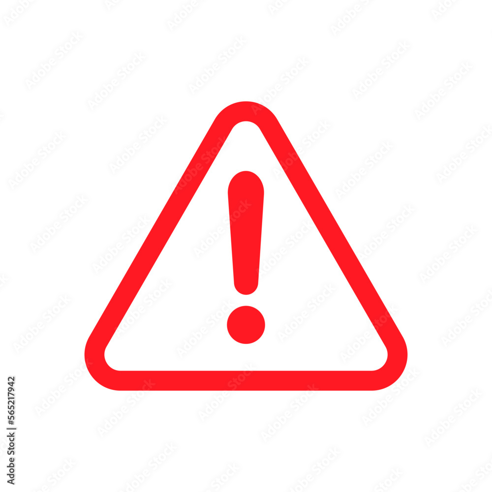 Red triangle caution warning sign. Danger symbol. Flat Vector. Risk sign. Red triangle caution warning sign. Danger symbol. Flat Vector. Risk sign.
