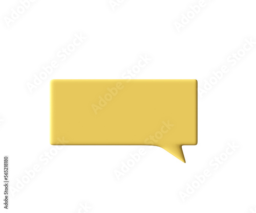 Yellow button icon on white background, 3d rendering