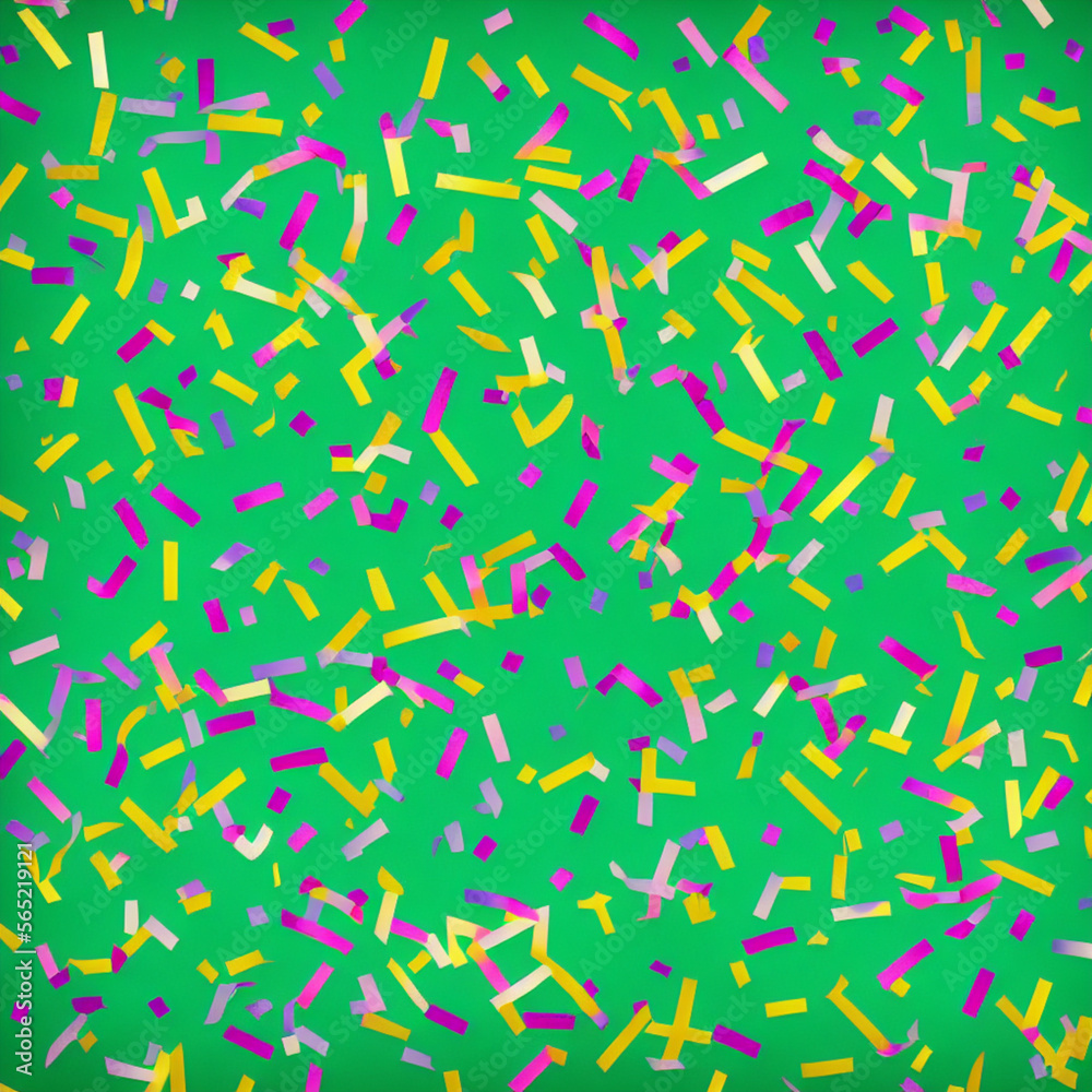 Carnival confetti on a green background, yellow background with carnival confetti, carnival confetti. AI. Generativa. Generative AI Carnival confetti on a green background, yellow background with carnival confetti, carnival confetti. AI. Generativa. Generative AI