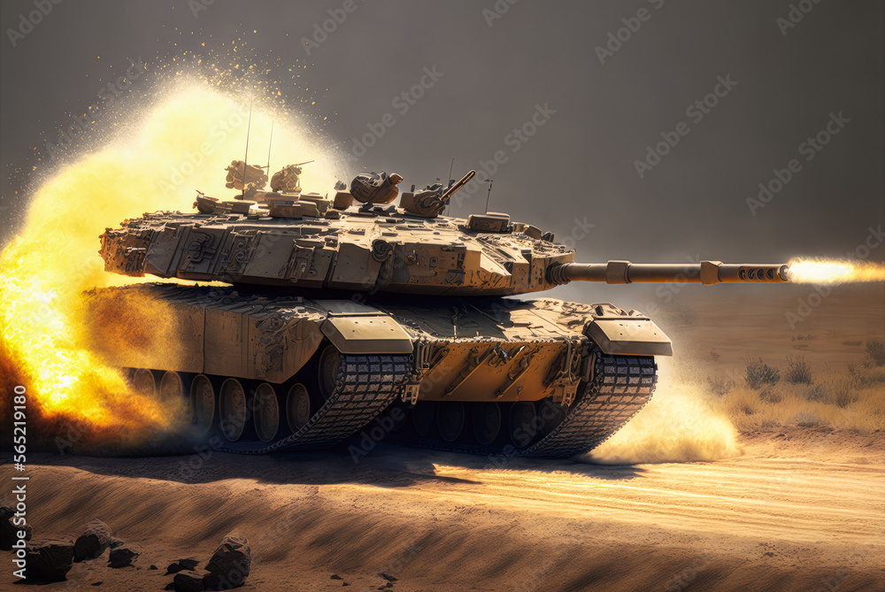M1 Abrams tank in action, american War Concept - Generative AI  Stock-Illustration | Adobe Stock