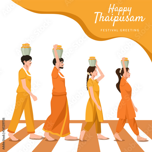Flat design of people celebrate Thaipusam Festival photo