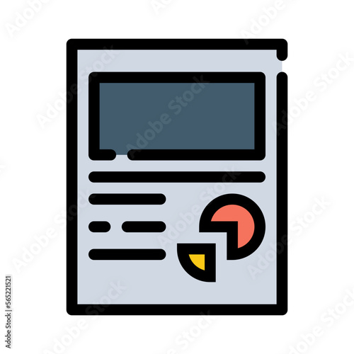 report document with chart and data, flat design clip art preview