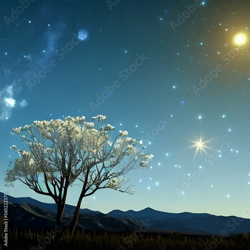 Midnight Moonlight: A Tree's Silver Glow