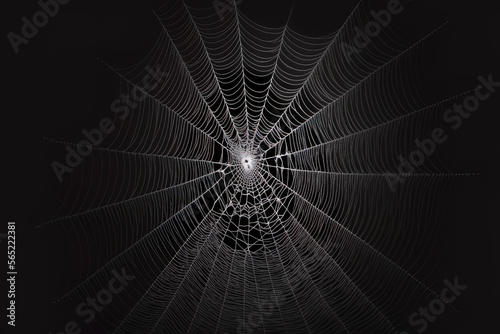 Spider Web cobweb on black background. Generative AI