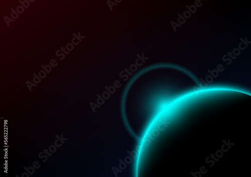 Dark space galaxy light blue planet abstract background