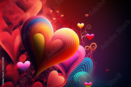 colourful vector illustration of valentines day hearts for wallpapers and background created with generative ai