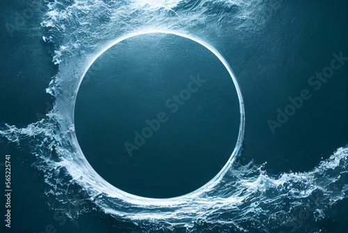 Fotografia Marine or water theme logo in simple ocean wave circle shape