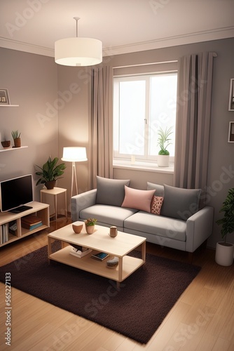 modern living room with Soft Colors.generative Ai.