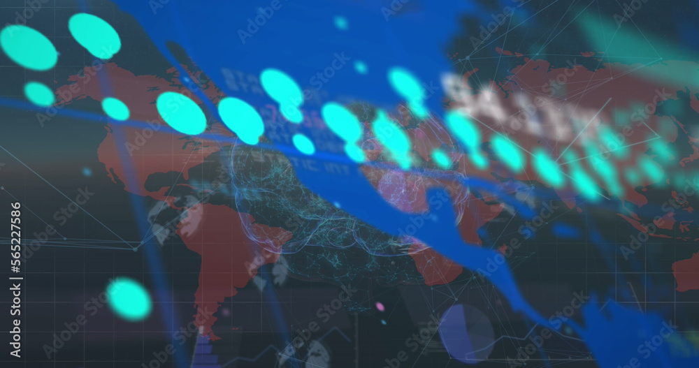 Composition of data processing over world map Stock Illustration ...