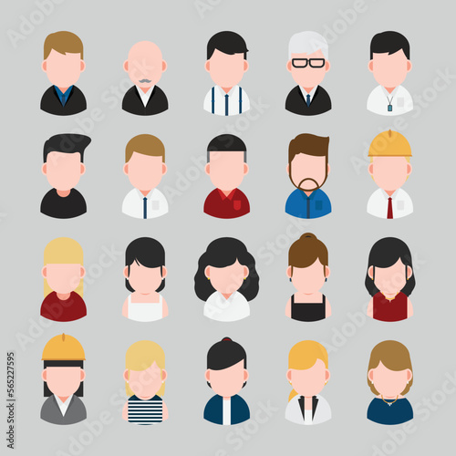 People avatars set in flat design. Vector illustration.