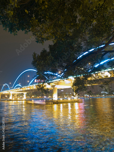 Bridge across Pearl river in Guangzhou, Guangdong, China. photo