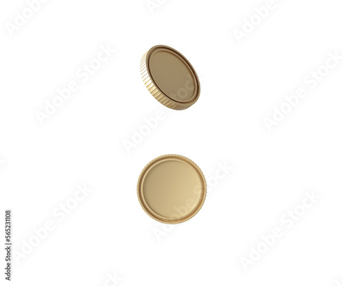 Close up coins isolated on white, 3d rendering